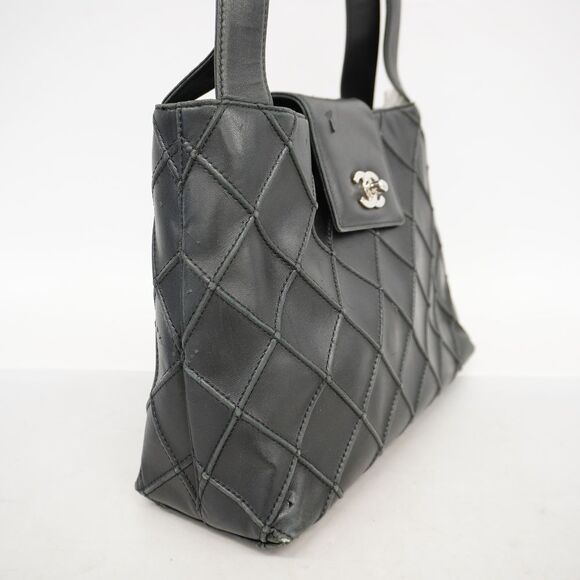 Chanel Shoulder Bag Bicolore Lambskin Black Silver - Picture 2 of 5